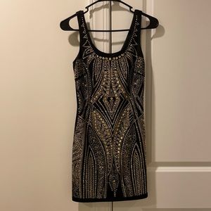 bebe - short, black, gold beaded dress